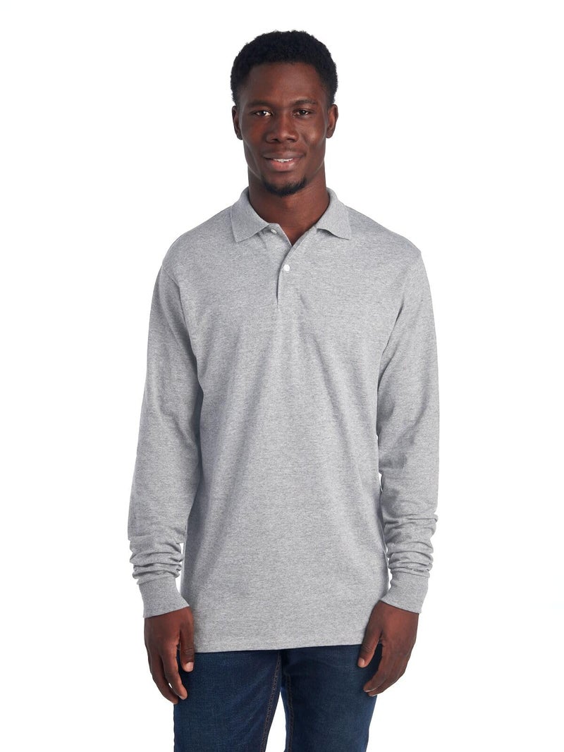 Jerzees Men's SpotShield Stain Resistant Polo Shirts (Short & Long, Long Sleeve-Oxford, Small - Image 1